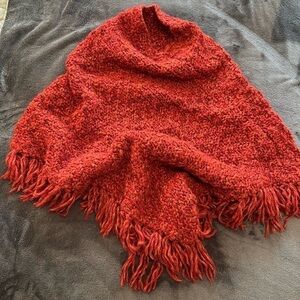 Handmade chunky knit poncho burnt orange